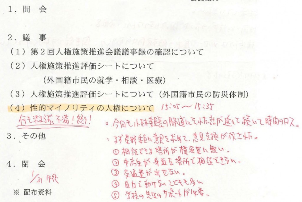 人権施策推進会議の議事次第