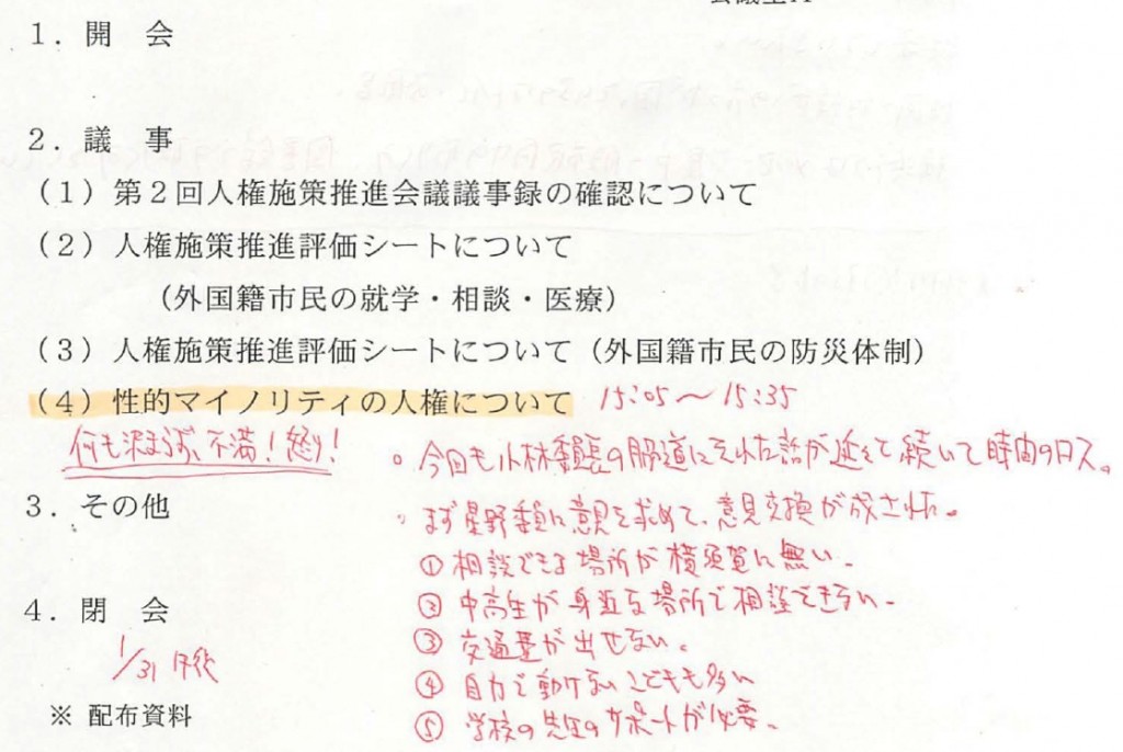 人権施策推進会議の議事次第