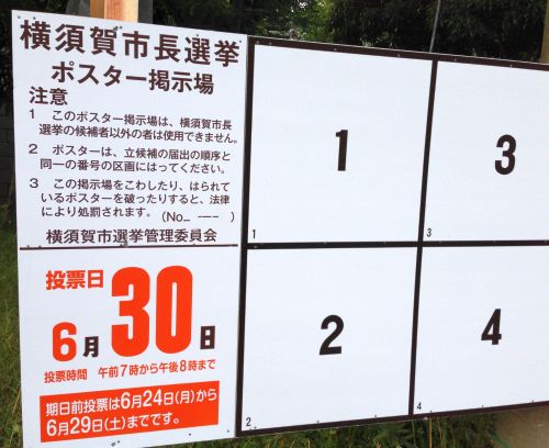 横須賀市長選挙ポスター掲示板