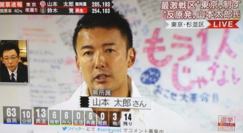 報道ステーションでインタビューを受ける山本太郎さん