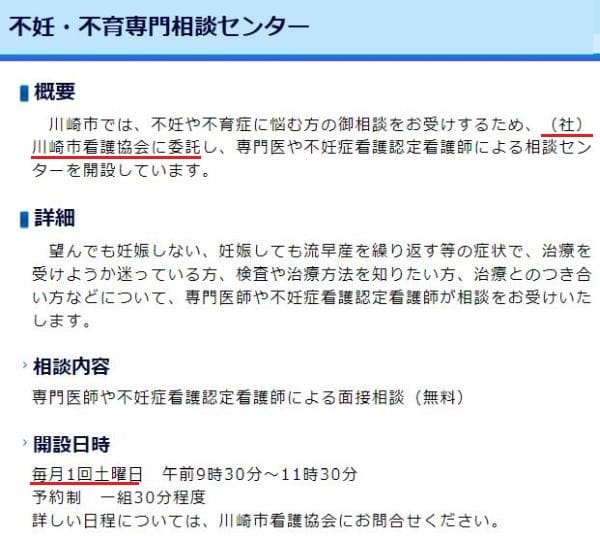 川崎市は（社）川崎市看護協会に外部委託している