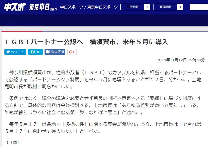 2018年11月12日に共同通信社が配信した記事