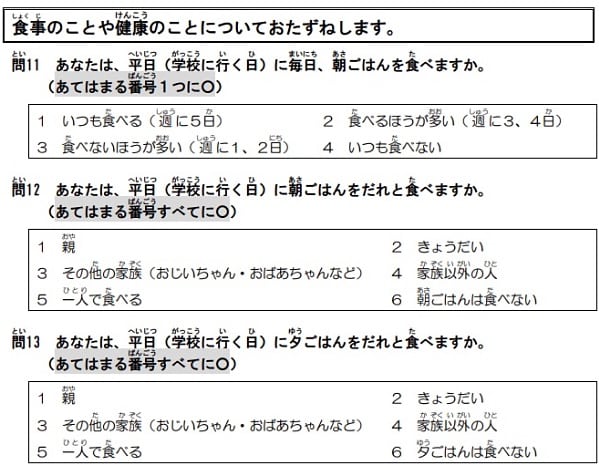 「子どもの生活等に関するアンケート（小5対象）」