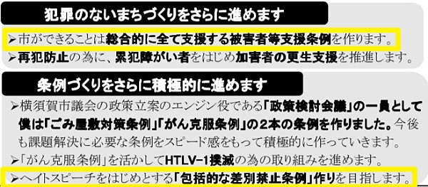 横須賀市議会議員選挙2019で配布したフジノのチラシより抜粋