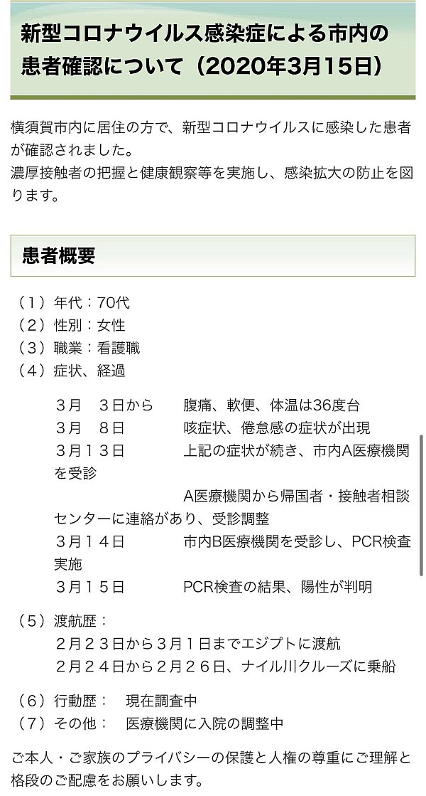 横須賀市の新型コロナウイルス感染症の感染者の確認について