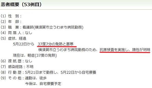 横須賀市が5月22日に陽性と発表しました