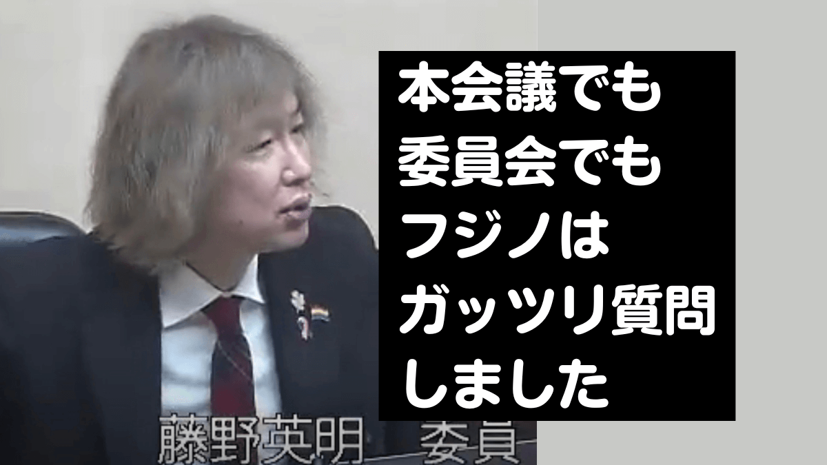 本会議でも委員会でもフジノはガッツリ質問しました